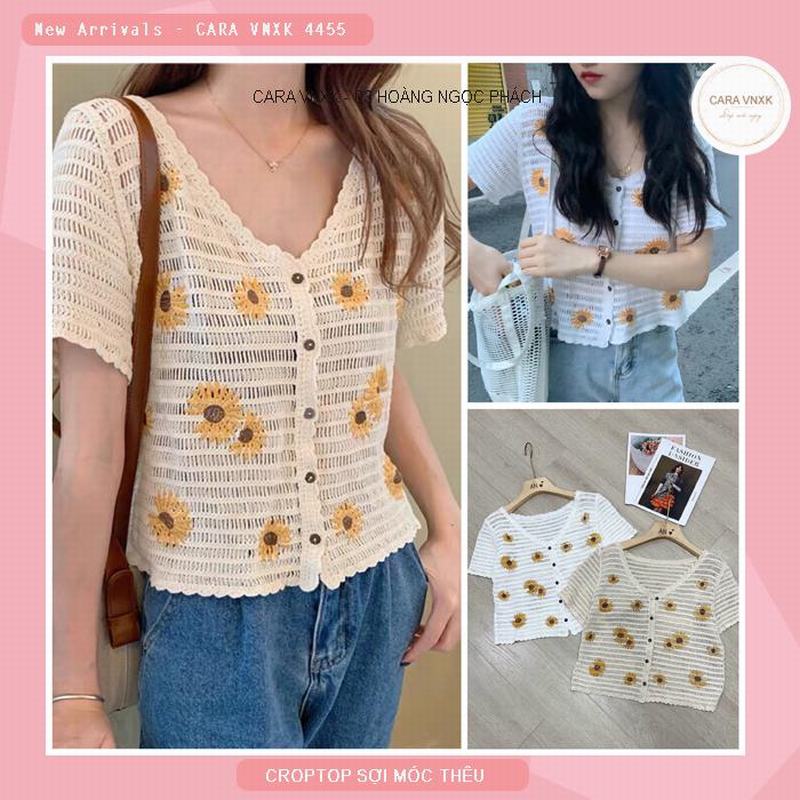 CROPTOP SỢI MÓC THÊU HOA SIÊU XINH 4455
