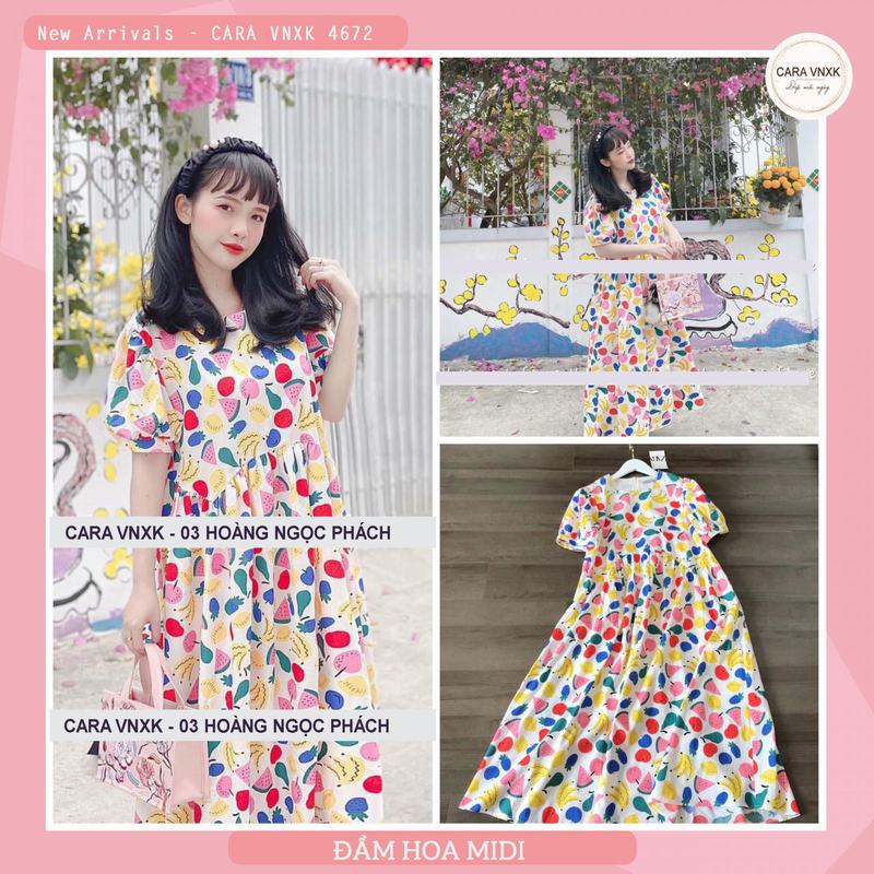 ĐẦM HOA MIDI ĐẸP XUẤT SẮC 4672
