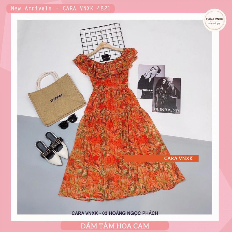 VÁY TẰM HOA CAM 4821