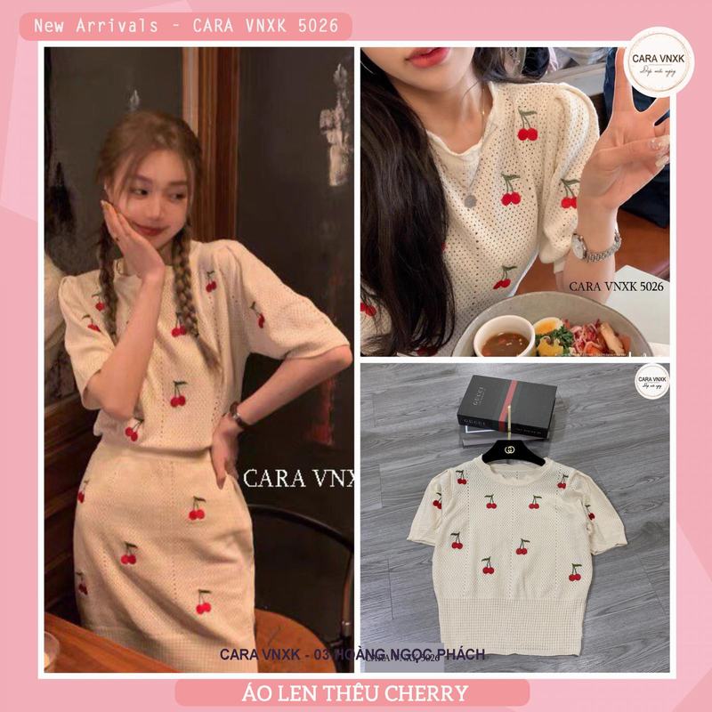 ÁO LEN THÊU CHERRY NGỌT NGÀO Mã: 5026