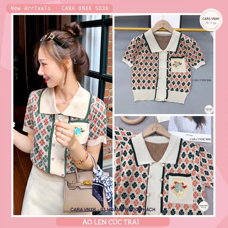 ÁO LEN HỌA TIẾT CÚC TRAI Mã: 5036