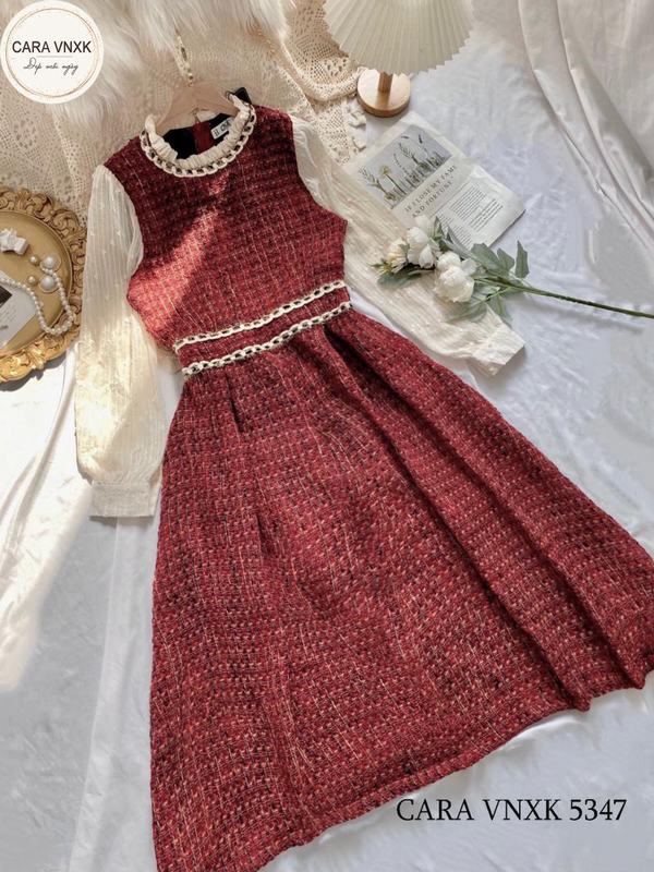 Váy Dạ Đỏ Cổ Vuông Hoa Đá T22-VS1096 - Medyla