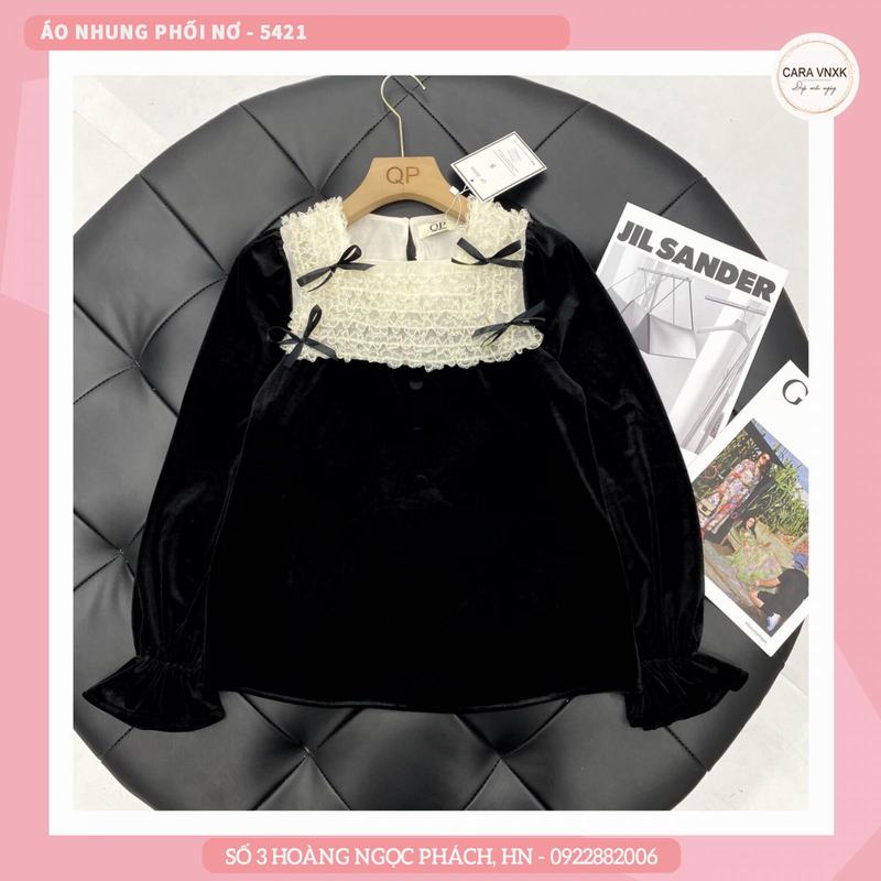 ÁO NHUNG MỀM MỊN PHỐI NƠ Mã: 5421
