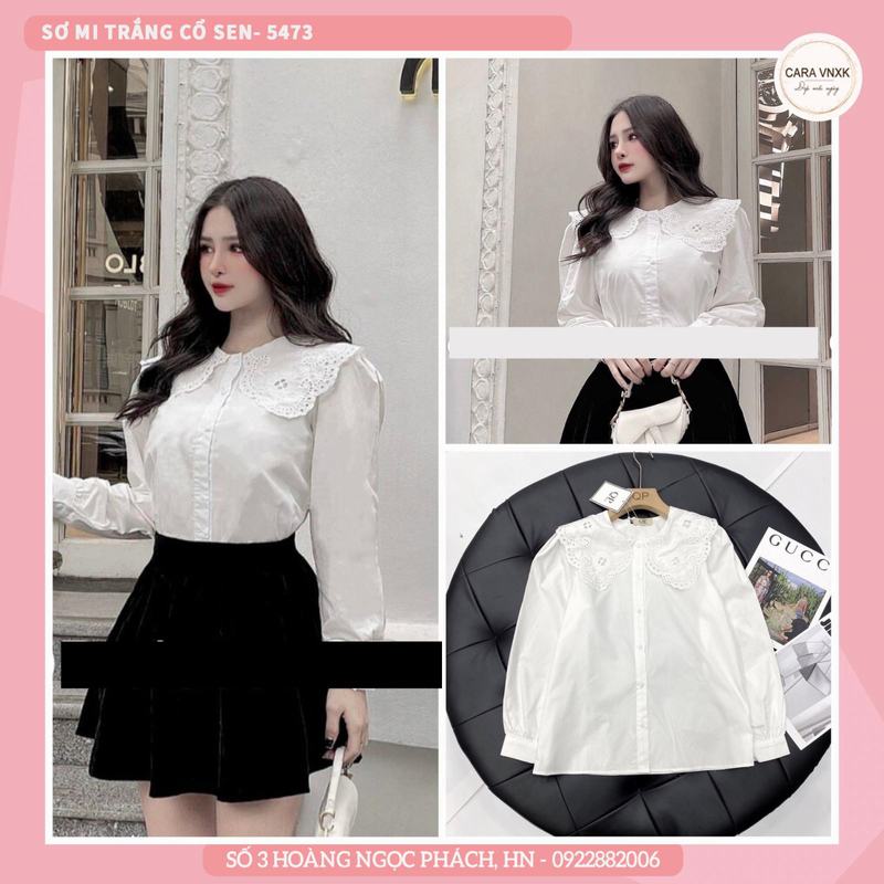 SƠ MI TRẮNG CỔ THÊU Mã: 5473