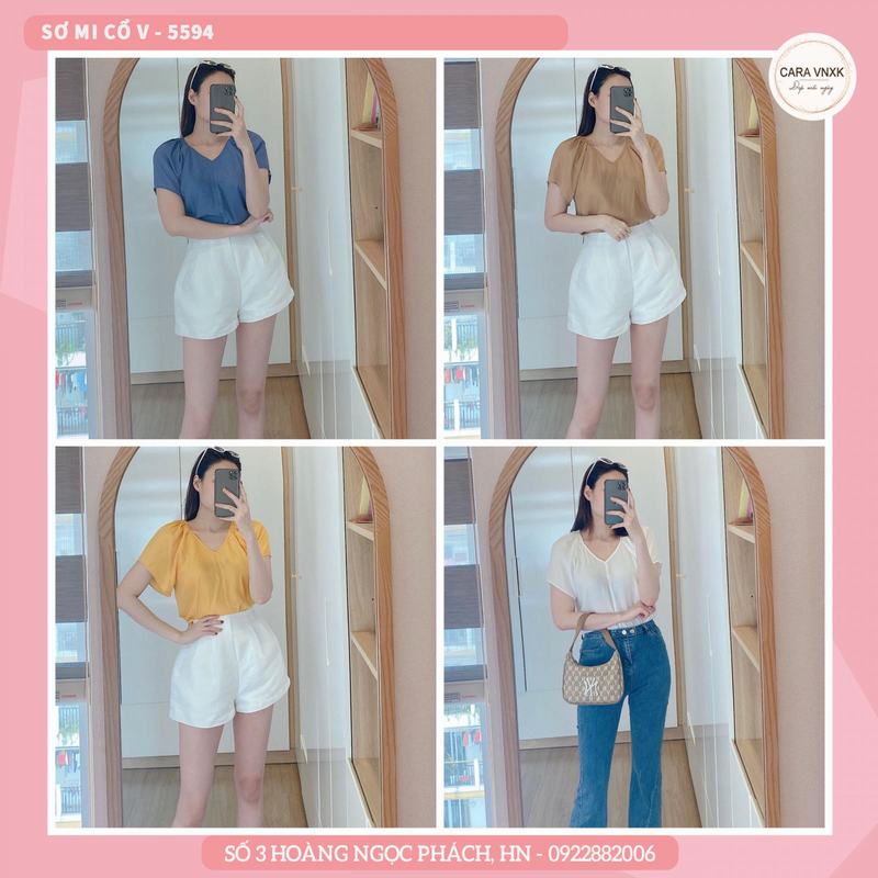 SƠ MI CỔ V TAY CHỜM Mã: 5594