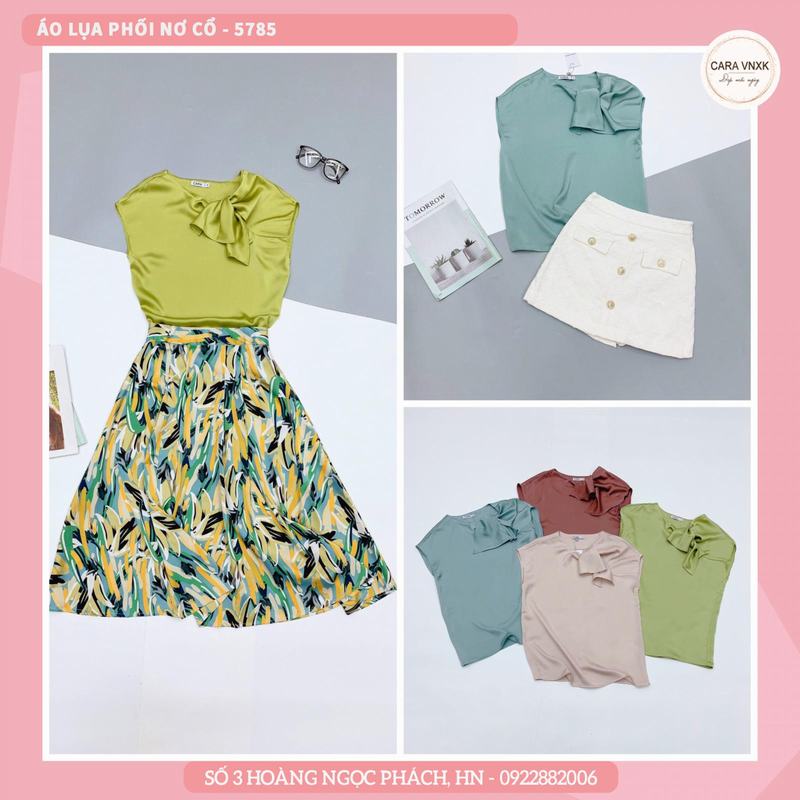 ÁO LỤA PHỐI CỔ 5785