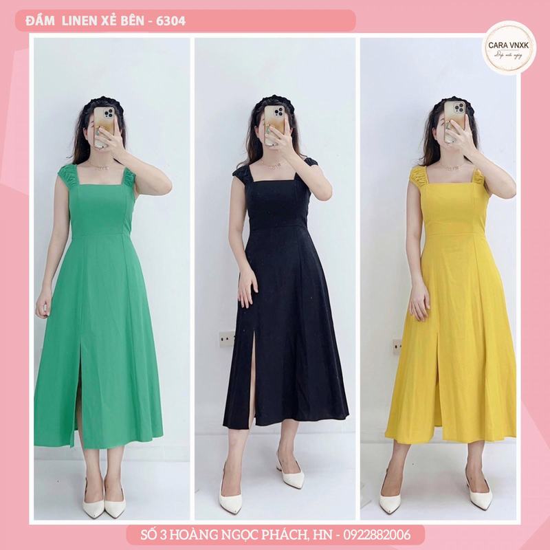 ĐẦM LINEN XẺ BÊN 6304