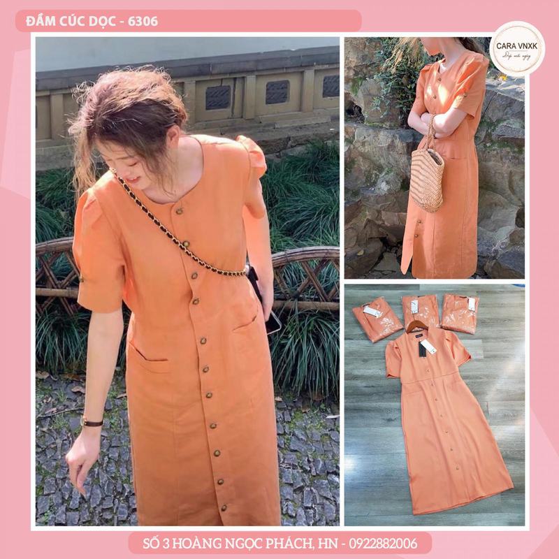 ĐẦM CAM CÚC DỌC 6306