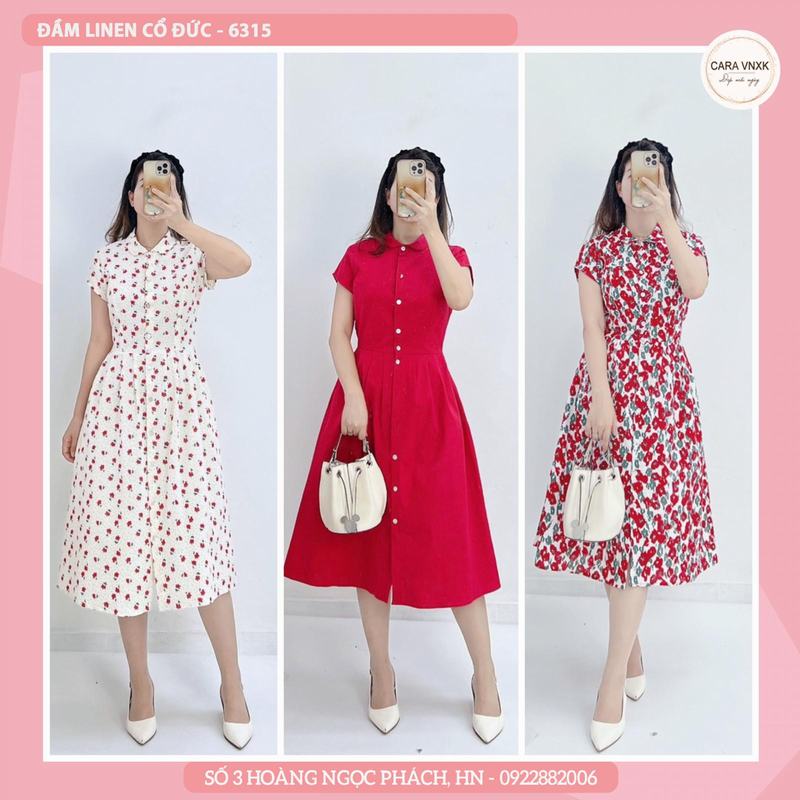 ĐẦM LINEN CỔ ĐỨC 6315