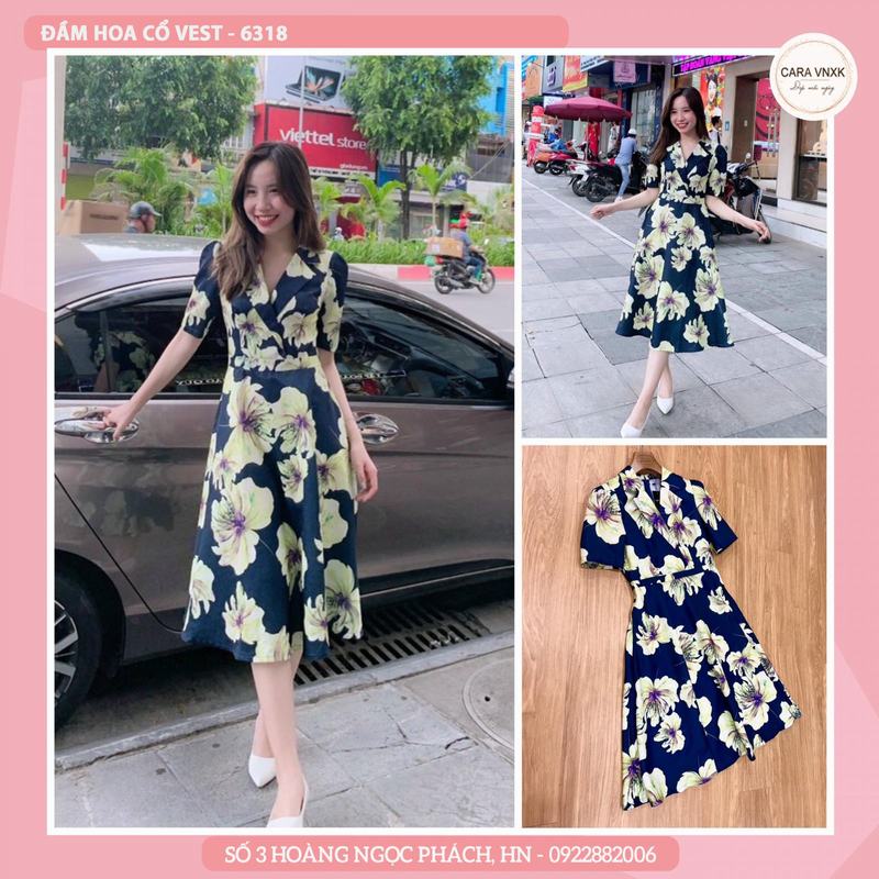 ĐẦM HOA KÈM ĐAI 6318