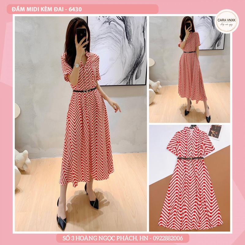 ĐẦM MIDI KÈM ĐAI 6430