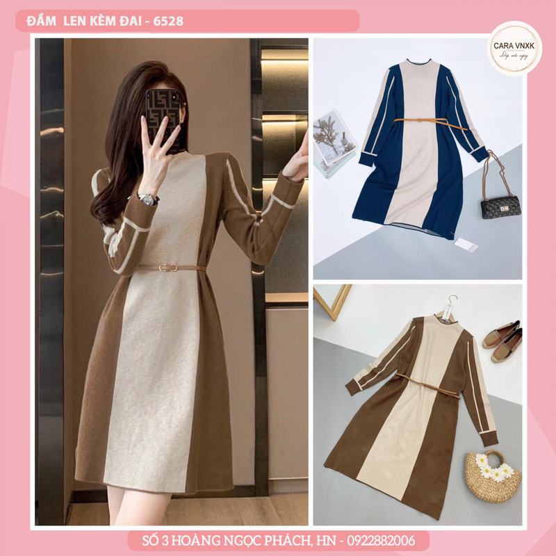 ĐẦM LEN KÈM ĐAI 6528