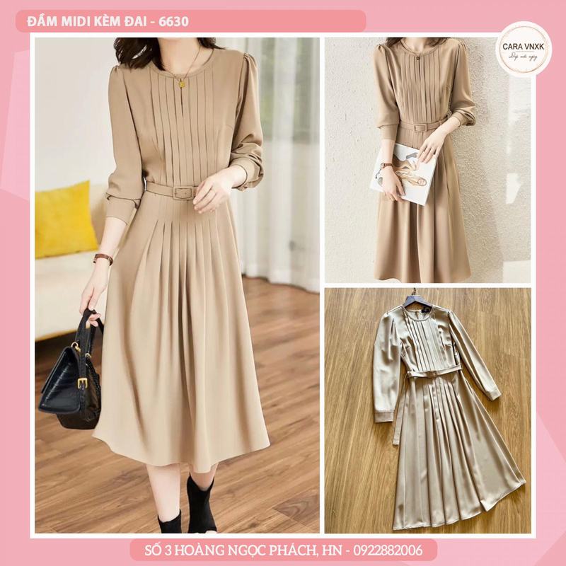 ĐẦM MIDI KÈM ĐAI 6630