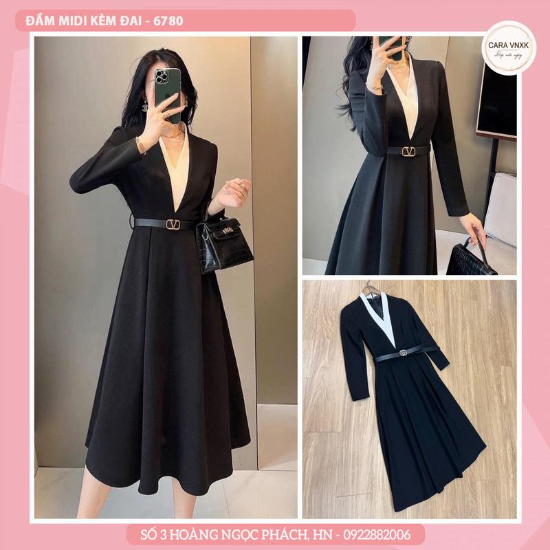 ĐẦM MIDI KÈM ĐAI 6780