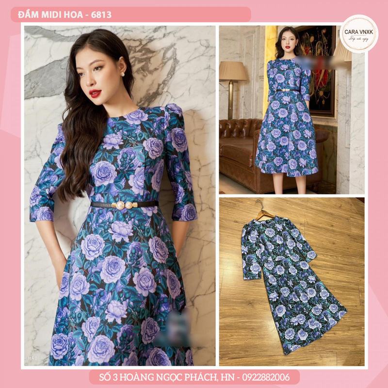 ĐẦM MIDI HOA 6813