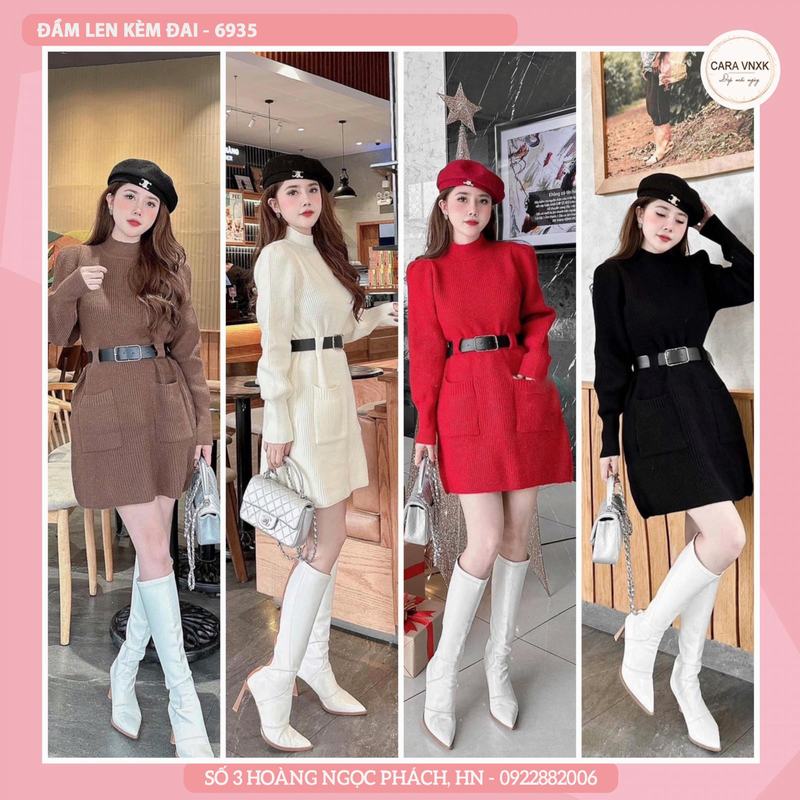 ĐẦM LEN KÈM ĐAI 6935