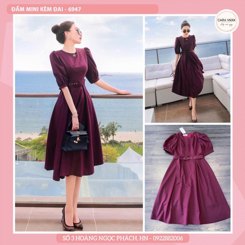 ĐẦM MIDI KÈM ĐAI 6947