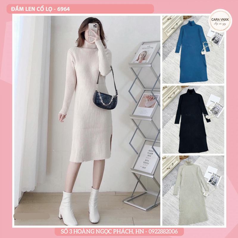 ĐẦM LEN CỔ LỌ 6964