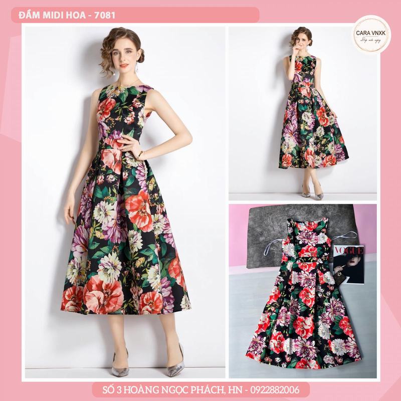 ĐẦM MIDI HOA 7081