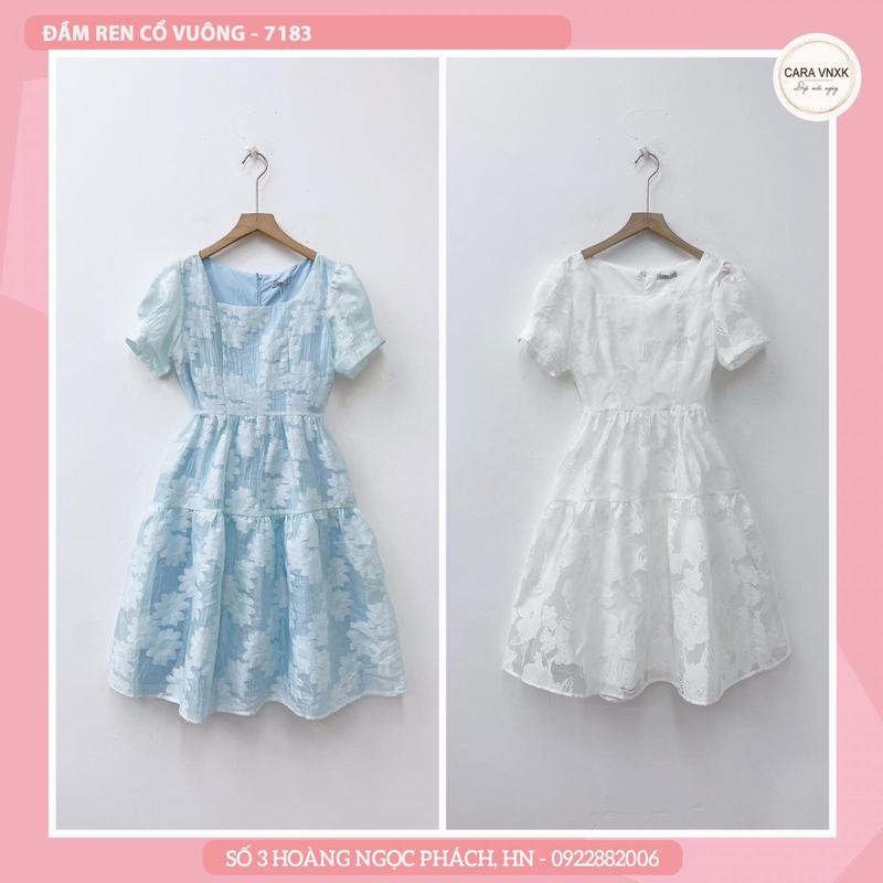 ĐẦM REN CỔ VUÔNG 7183