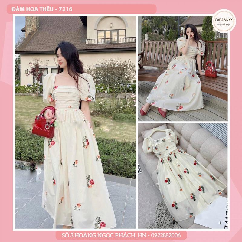 ĐẦM HOA THÊU 7216